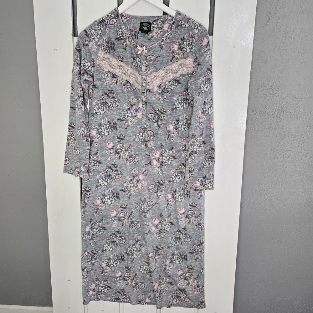 Laura Ashley Fleece Floral Long Sleeve Nightgown Small Cottage Cabin Feminine‎